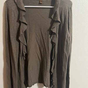 Sonoma Women's Brown Ruffled long sleeve‎ cardigan large